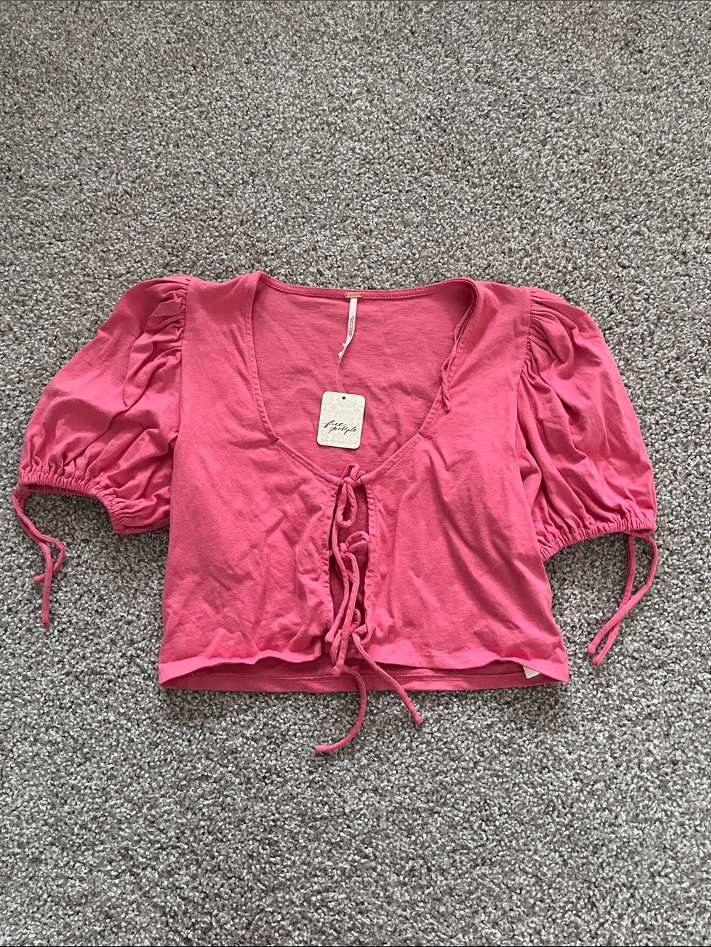 Free People Rose Kitty Tie Front Crop Top Size XS